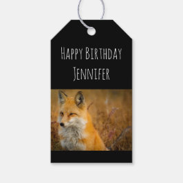 Cute Red Fox Vild Natur Fotography Birthday Presentetikett