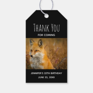 Cute Red Fox Vild Natur Fotography Birthday Presentetikett