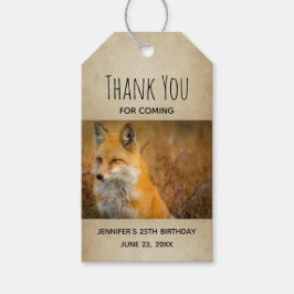 Cute Red Fox Vild Natur Fotography Birthday Presentetikett