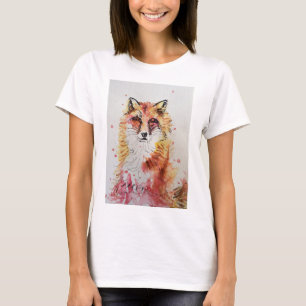Cute Red Fox Watercolor-målning art T-Shirt