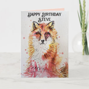 Cute Red Fox Watercolor Manar födelsedagskort Kort