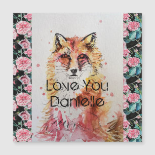 Cute Red Fox Watercolor Rosa ros Girls Dam Mag