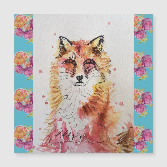 Cute Red Fox Watercolor Woodland Animal Art (Framsida)
