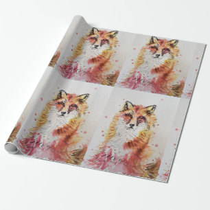 Cute Red Fox Watercolor Woodland Animal Art Presentpapper