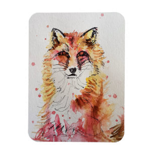 Cute Red Fox Watercolor Woodland Art. Magnet