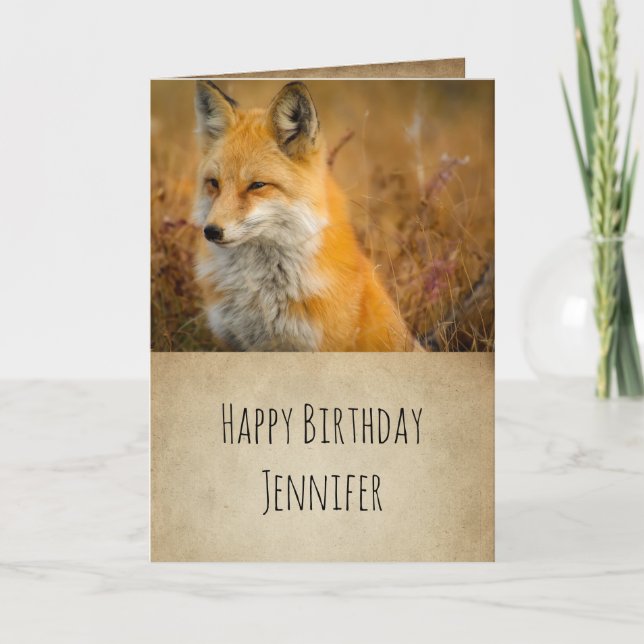 Cute Red Fox Wilderness Nature Photo Birthday Kort (Framsida)