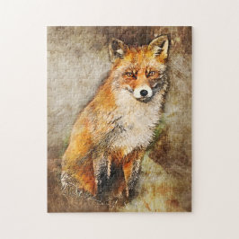 Cute Red Fox Wildlife Art Pussel
