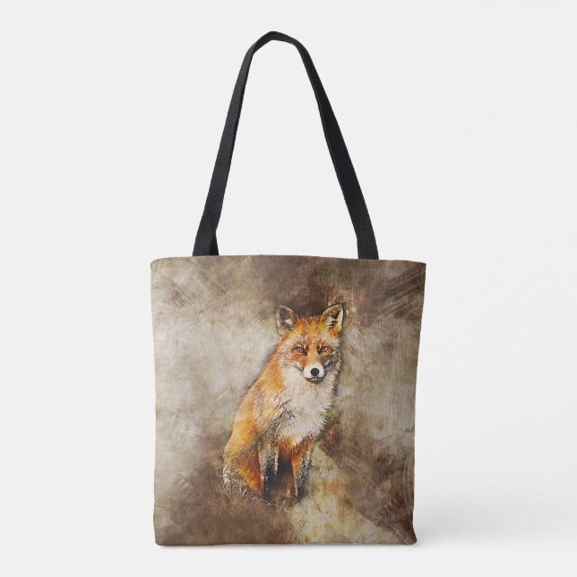 Cute Red Fox Wildlife Art Tygkasse (Baksida)