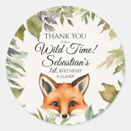 Cute Red Fox Woodland Tack Birthday Runt Klistermärke