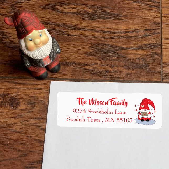 Cute Red gnome med brev returetiketter Returadress Etikett (Skapare uppladdad)