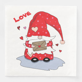 Cute Red Gnome med hearts Pappra blöjor Pappersservett
