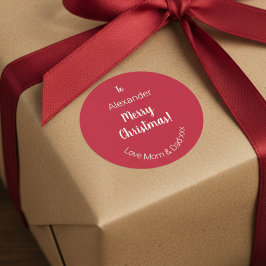 Cute Red God jul från Mamma och Pappa Gift Märkre Runt Klistermärke