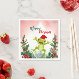 Cute Red God jul groda Santa Julafton party Pappersservett