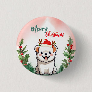 Cute Red God jul hund puppy Santa Julafton del Knapp