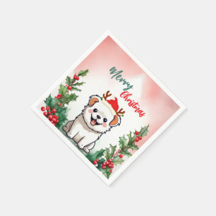 Cute Red God jul hund puppy Santa Julafton del Pappersservett