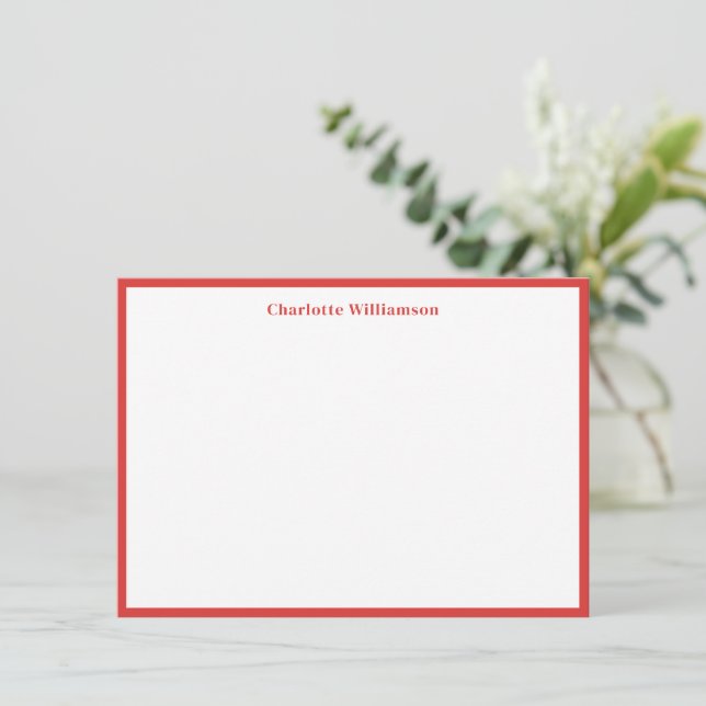 Cute Red Gräns - enkel Personlig Stationery Tack Kort (Stående Fram)