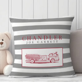 Cute Red Grått Fire lastbil Fireman-daghemmet Kudde