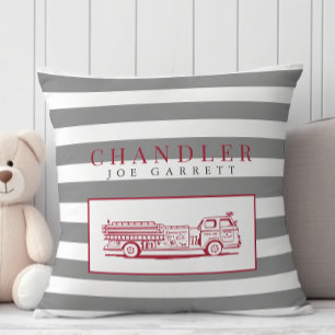 Cute Red Grått Fire lastbil Fireman-daghemmet Kudde