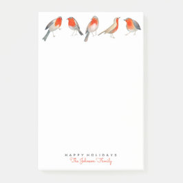 Cute Red & grått robin-fåglar Helgdag jul Post-it Block