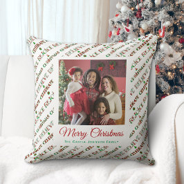 Cute Red Green Christmas Pattern Kudde