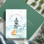 Cute Red & Grönt Fox Vattenfärgad jul Helgkort<br><div class="desc">Det här charmerande träsket helgdag visar en härlig vattenfärgsräv som ligger under gräs träd i ett fält som är täckt av snö. En snöbakgrund i bondgården stil i vita nyanser och blått blek. Ord "God jul" är elegant placerade över scenen i klassisk typografi. Inuti finns en djup jägare-grönt som ger...</div>
