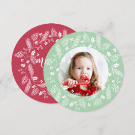 Cute Red & Grönt Gräs och Holly-julfransen Inbjudningar
