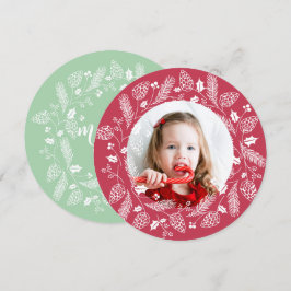 Cute Red & Grönt Gräs och Holly-julfransen Inbjudningar