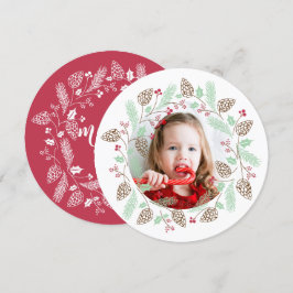 Cute Red & Grönt Gräs och Holly-julfransen Inbjudningar