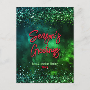 Cute Red grönt marmor konst jul nytt år Vykort