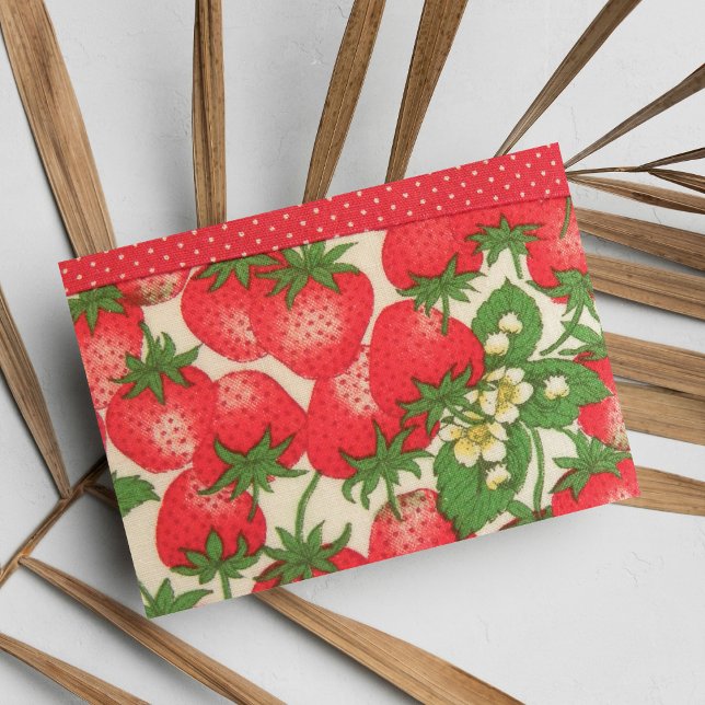 Cute Red Grönt Polka dots Jordgubbar Vykort (Cute Red Green Polka Dots Strawberries Fruit)