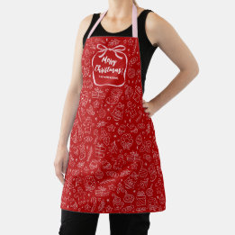 Cute Red Hand plockade jul Bow Apron