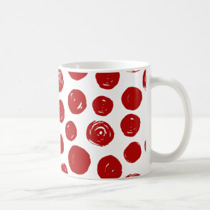 Cute Red hand plockade, polka dots Kaffemugg
