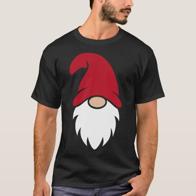 Cute Red Hat Christmas Gnome T Shirt (Framsida)