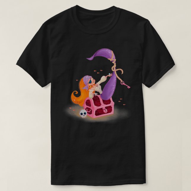 Cute Red Head Pirat Sjöjungfru, kvinnor flickor T Shirt (Design framsida)