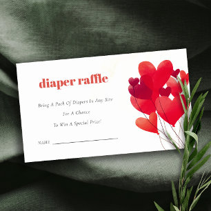 Cute Red Heart-bubblor minskar Raffle Baby Shower Tilläggskort