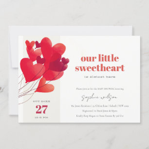Cute Red Heart-bubblor, raring-dusch Inbjudningar