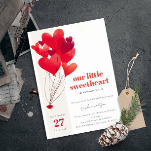 Cute Red Heart-bubblor, raring-dusch Inbjudningar