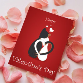 Cute Red Heart Cat Lycklig Alla hjärtans dag kort