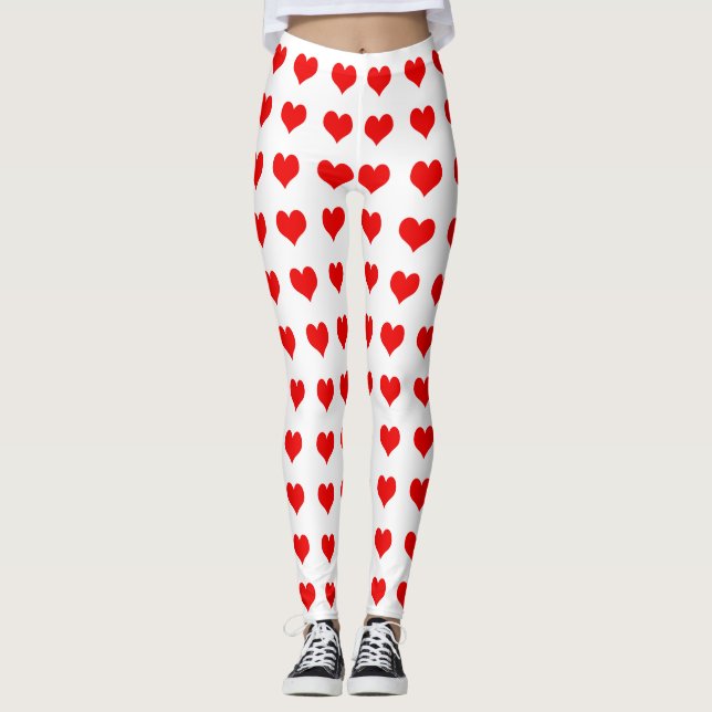 Cute Red Heart-design Leggings (Framsida)