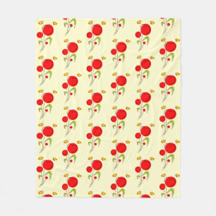 Cute Red Heart Flowers Illustration Mönster Fleecefilt