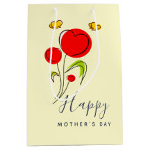 Cute Red Heart Flowers Illustration Mors dag