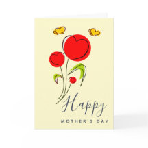 Cute Red Heart Flowers Illustration Mors dag