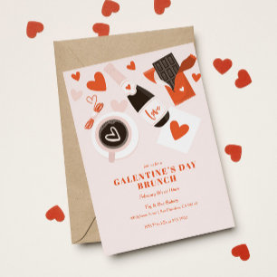 Cute Red Heart Galentine Valentine Day Inbjudningar