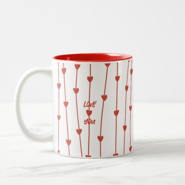 Cute Red Heart Grenar Valentine Day Coffee Mugg (Vänster)