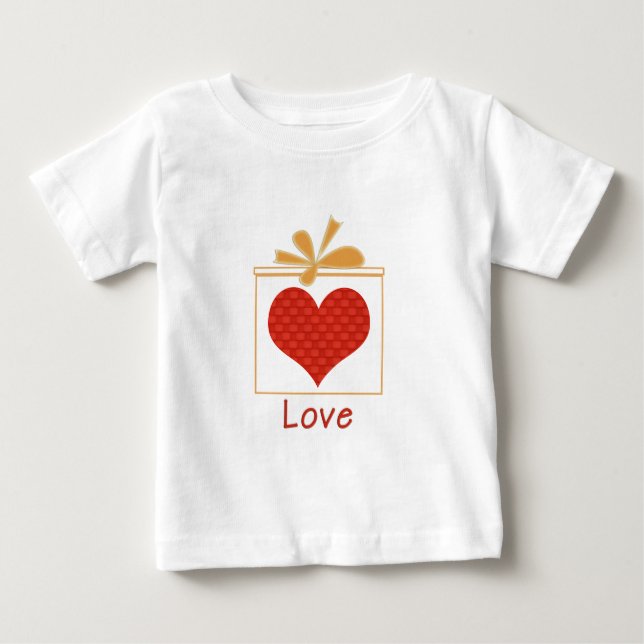 Cute Red Heart Guld Box KÄRLEK Tee Shirt (Framsida)