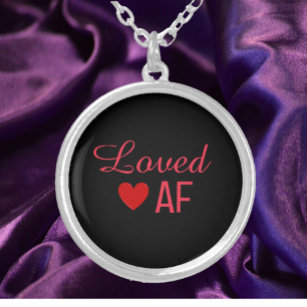 Cute Red Heart Loved AF Silverpläterat Halsband