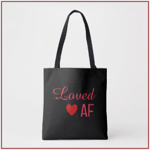 Cute Red Heart Loved AF Tote Bag Tygkasse