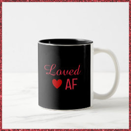 Cute Red Heart Loved AF Två-Tonad Mugg