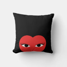 Cute Red Heart med Öga Dekorativ kudde
