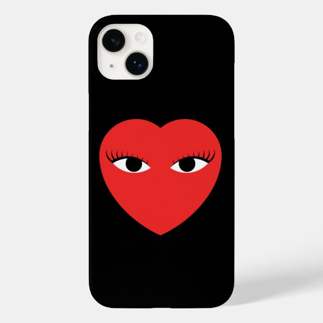 Cute Red Heart med Öga iphone case (Baksida)